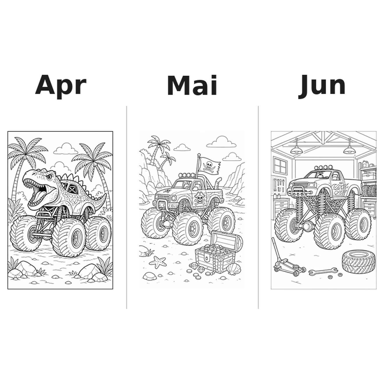 monster_trucks_medium Kalender 2027 Motive Ausmalen 2