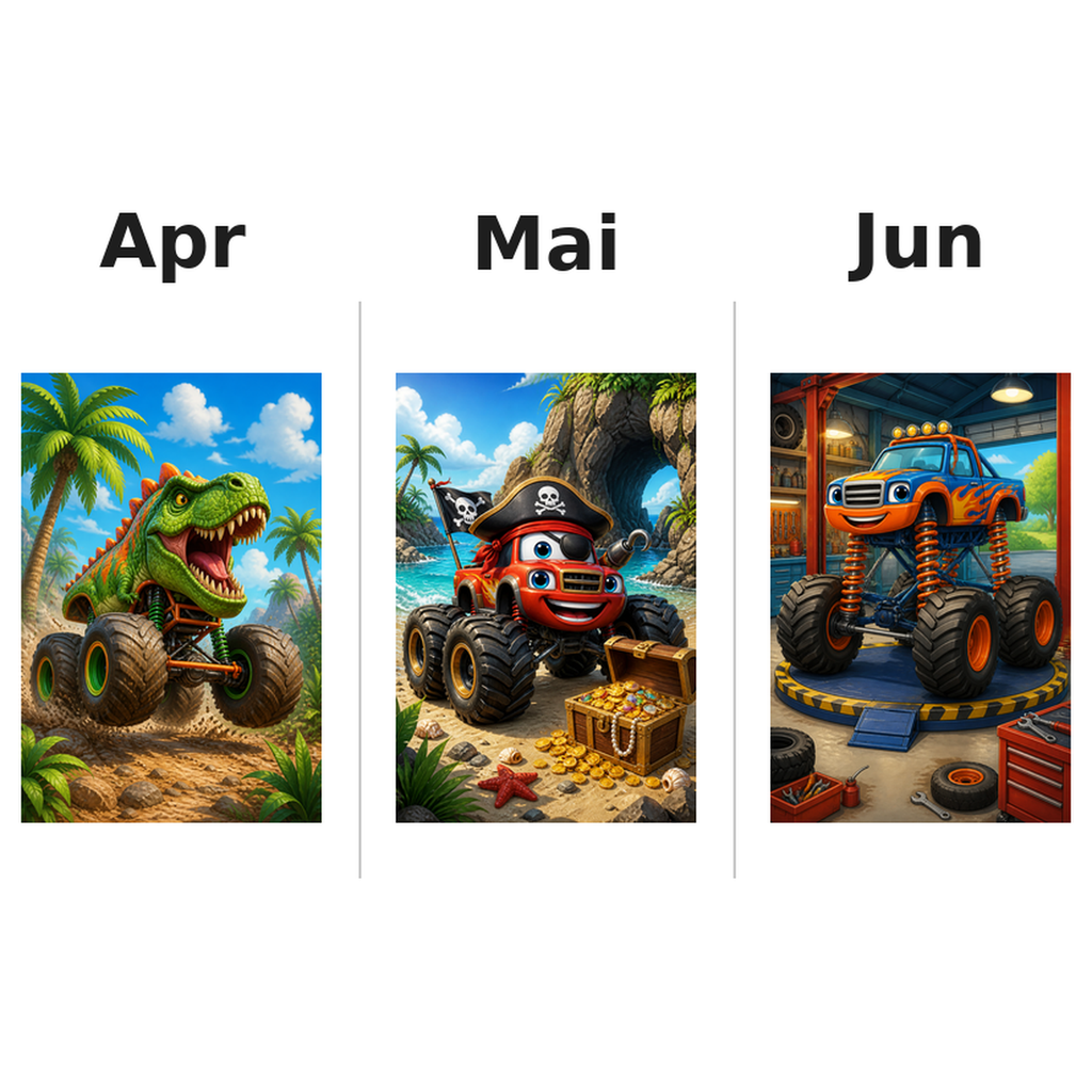 monster_trucks_medium Kalender 2027 Motive ausgemalt 2