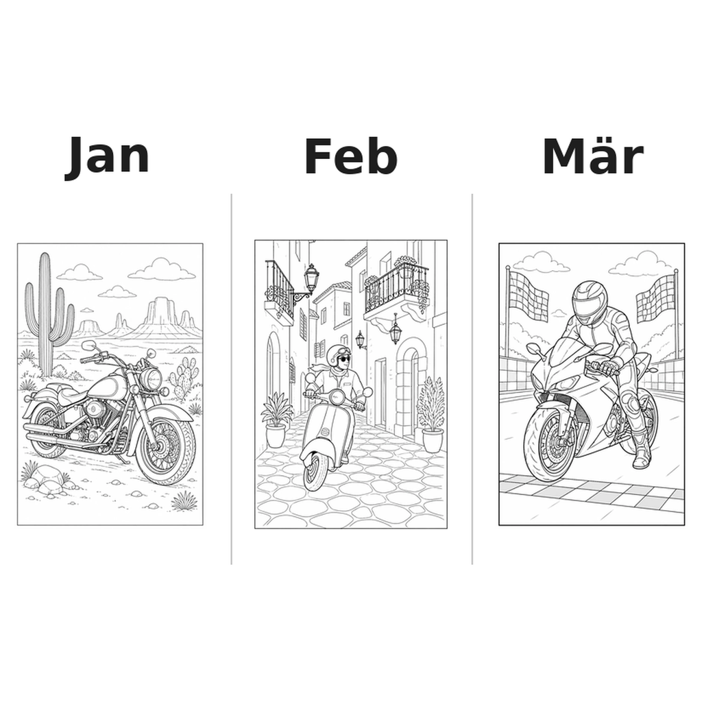 motorcycles_medium Kalender 2027 Motive Ausmalen 1