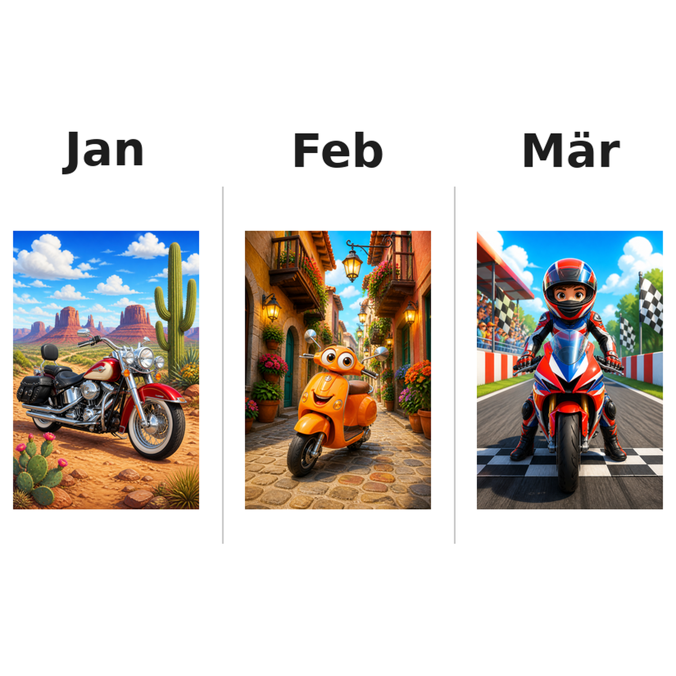 motorcycles_medium Kalender 2027 Motive ausgemalt 1
