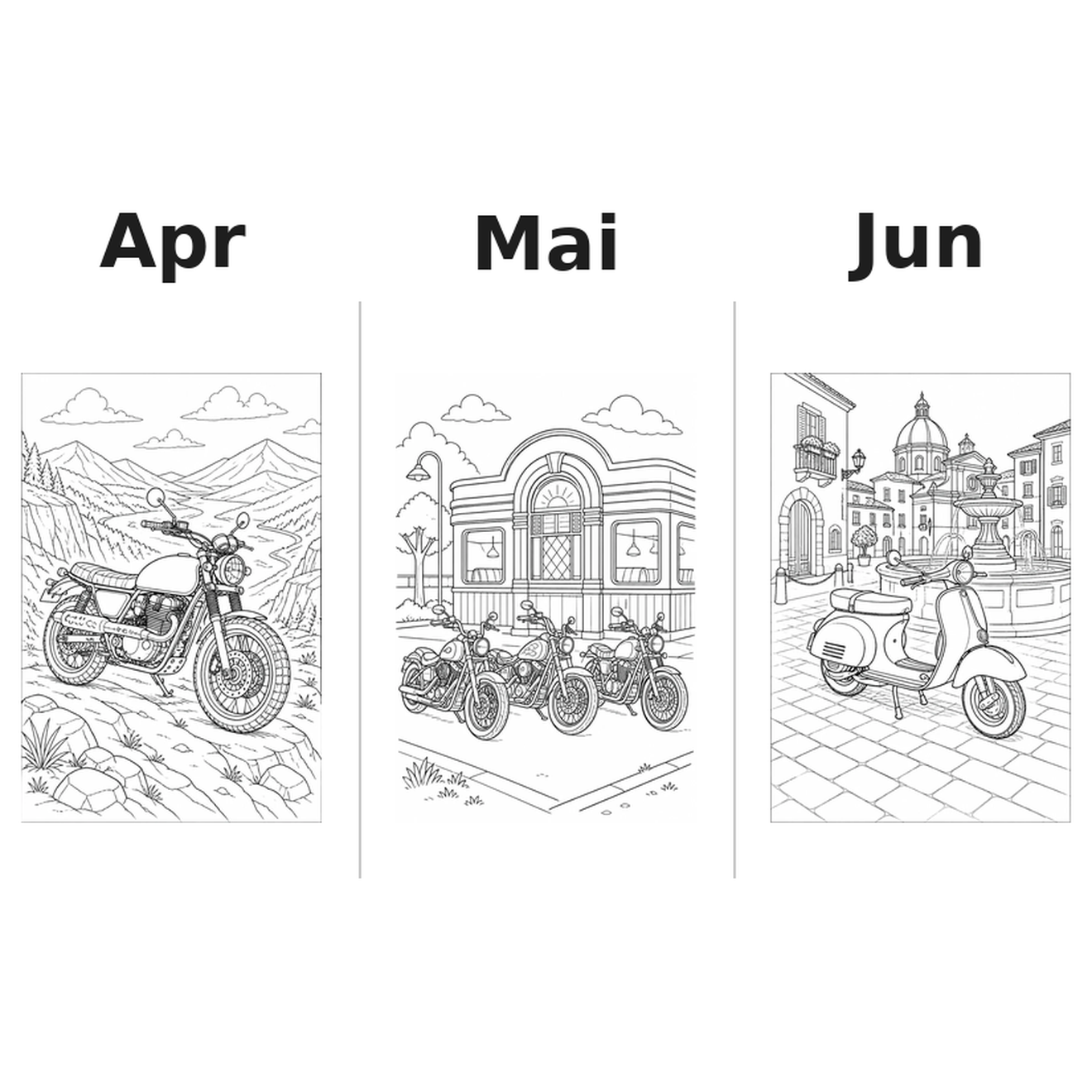 motorcycles_medium Kalender 2027 Motive Ausmalen 2
