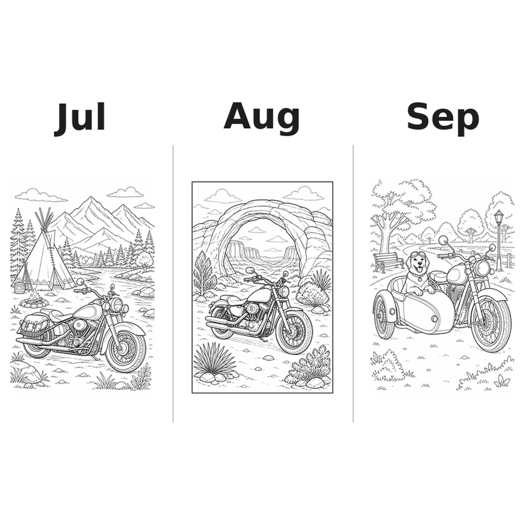 motorcycles_medium Kalender 2027 Motive Ausmalen 3
