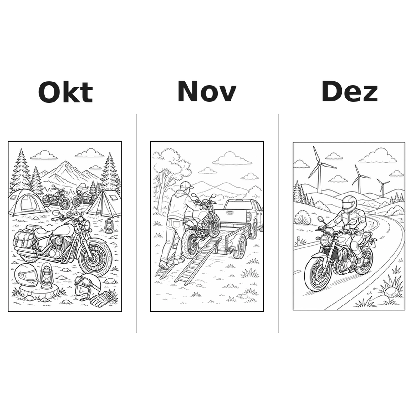 motorcycles_medium Kalender 2027 Motive Ausmalen 4
