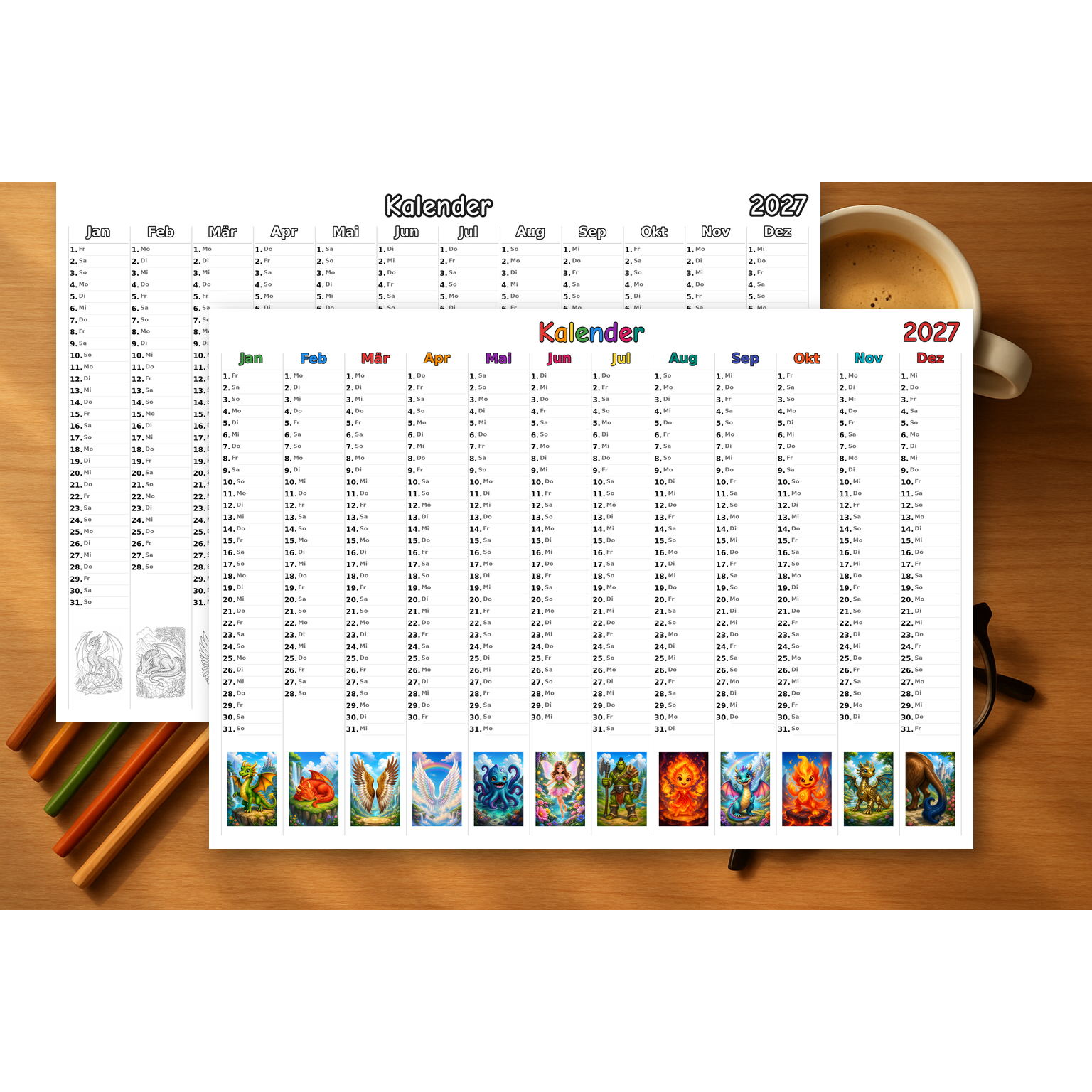 mythical Kalender 2027 Mockup