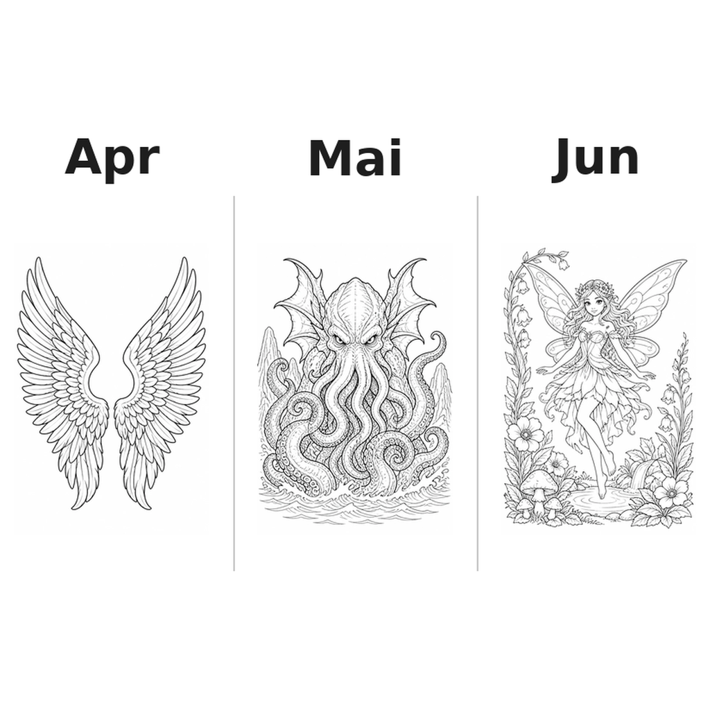 mythical Kalender 2027 Motive Ausmalen 2