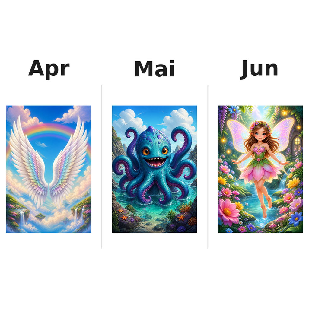 mythical Kalender 2027 Motive ausgemalt 2