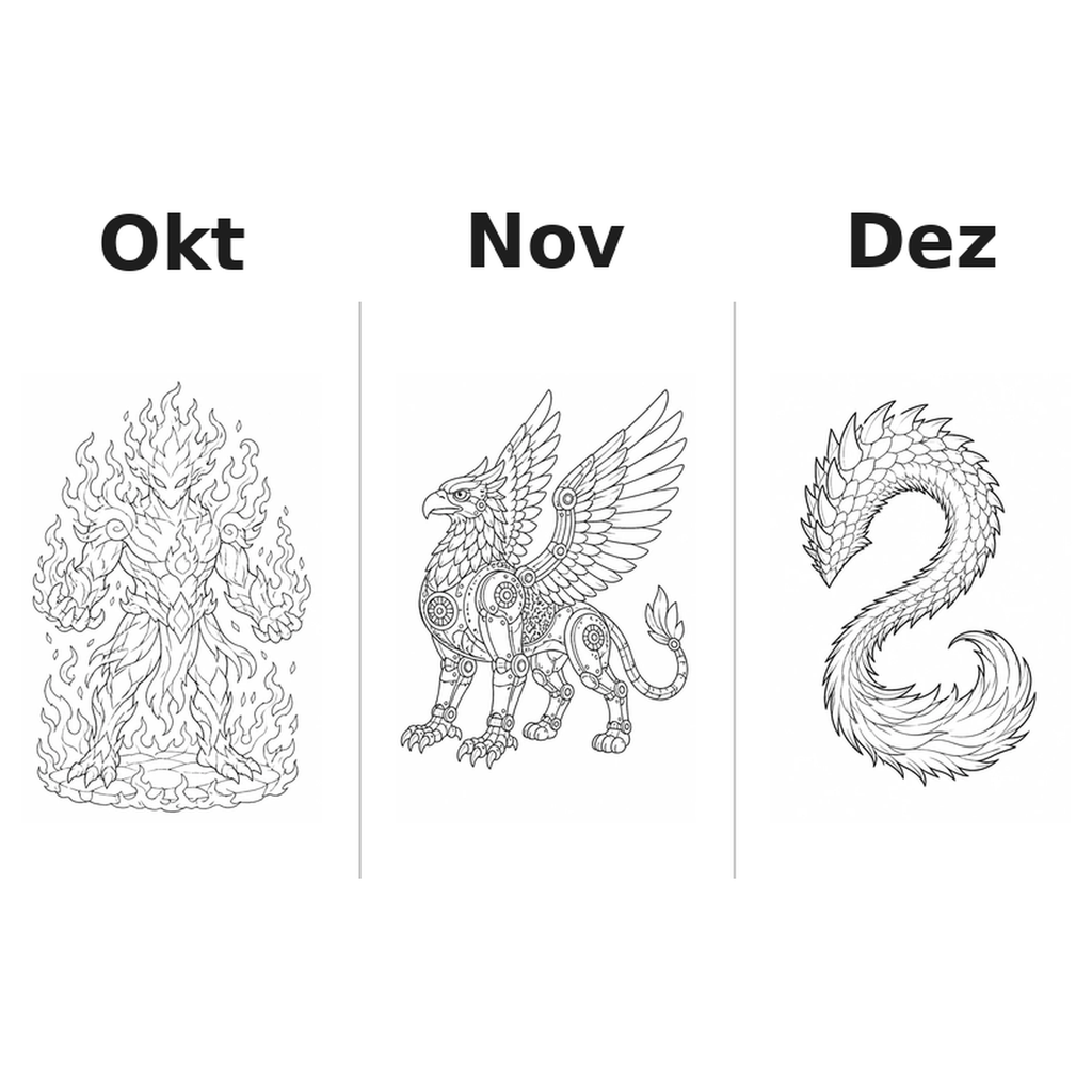 mythical Kalender 2027 Motive Ausmalen 4