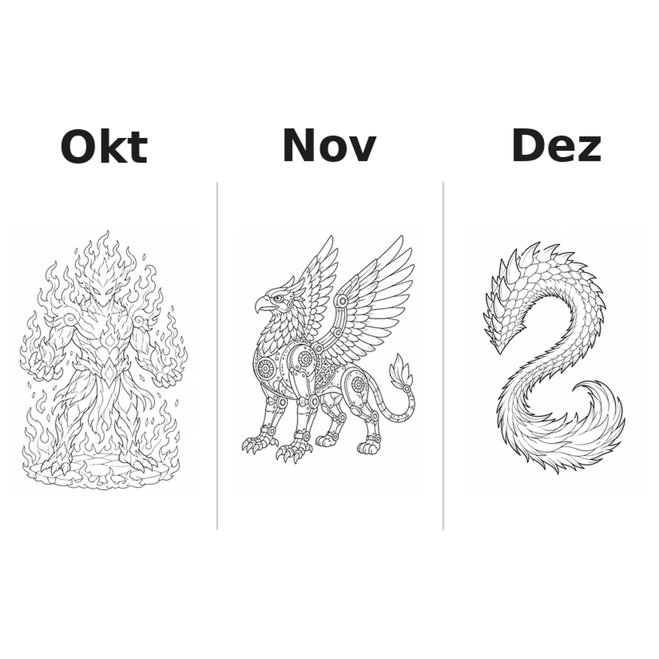 mythical Kalender 2027 Motive Ausmalen 4
