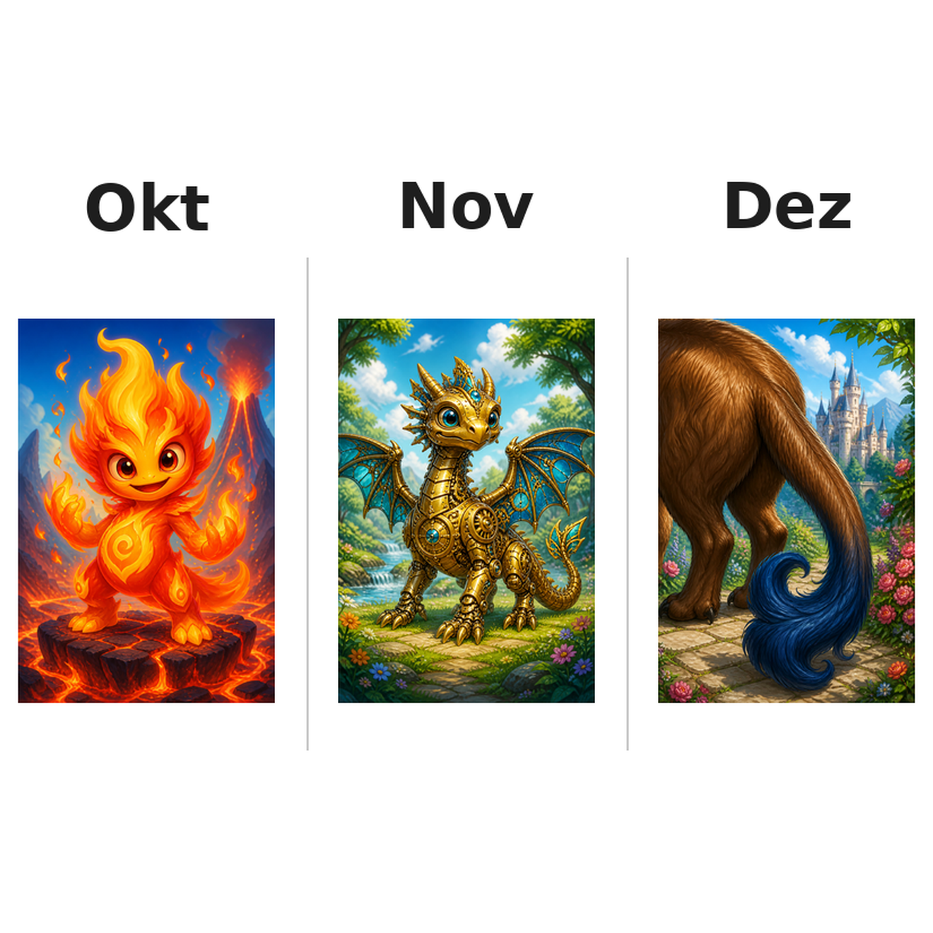 mythical Kalender 2027 Motive ausgemalt 4