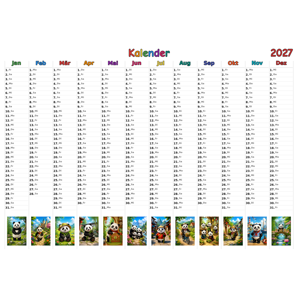 panda_low Kalender 2027 ausgemalt