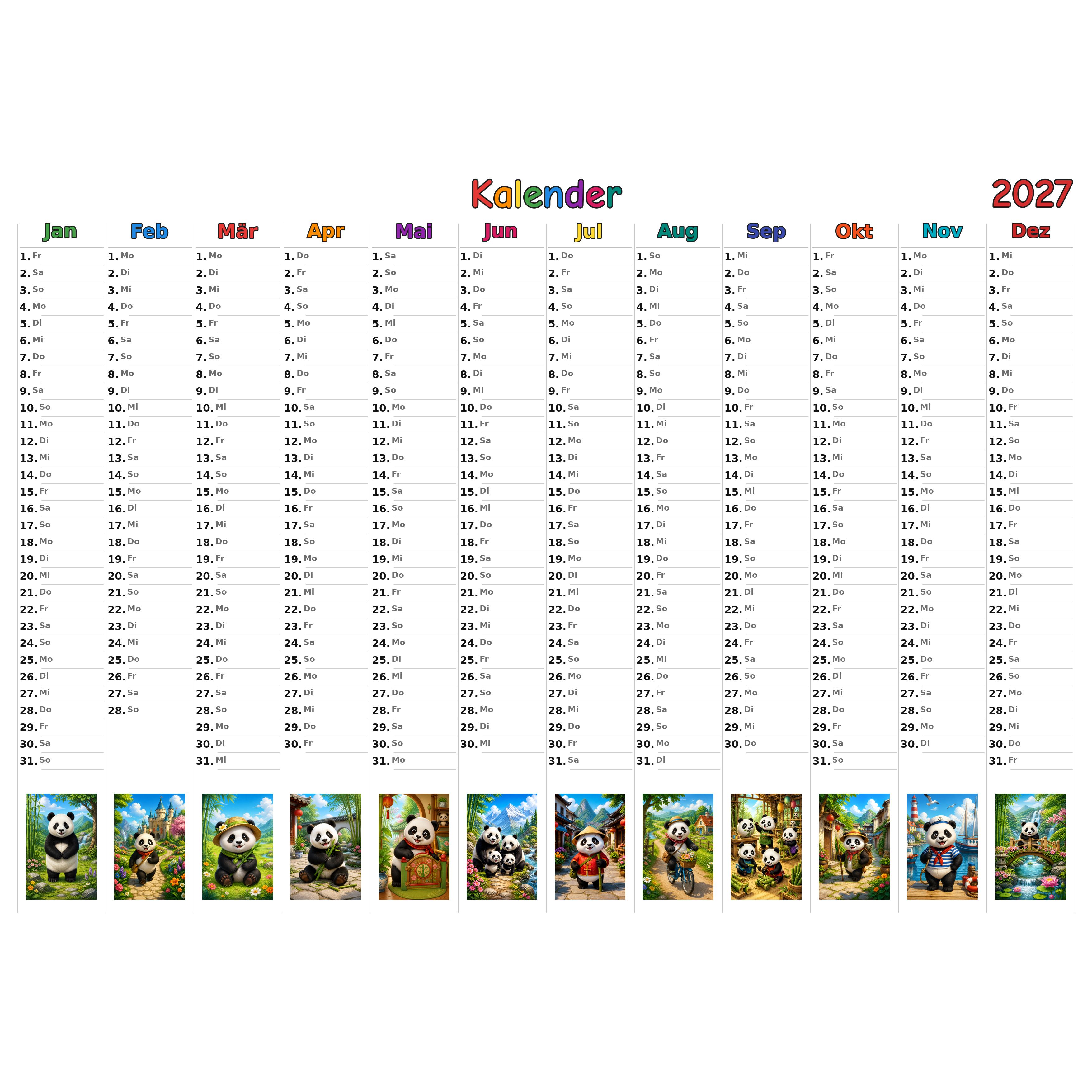 panda_low Kalender 2027 ausgemalt
