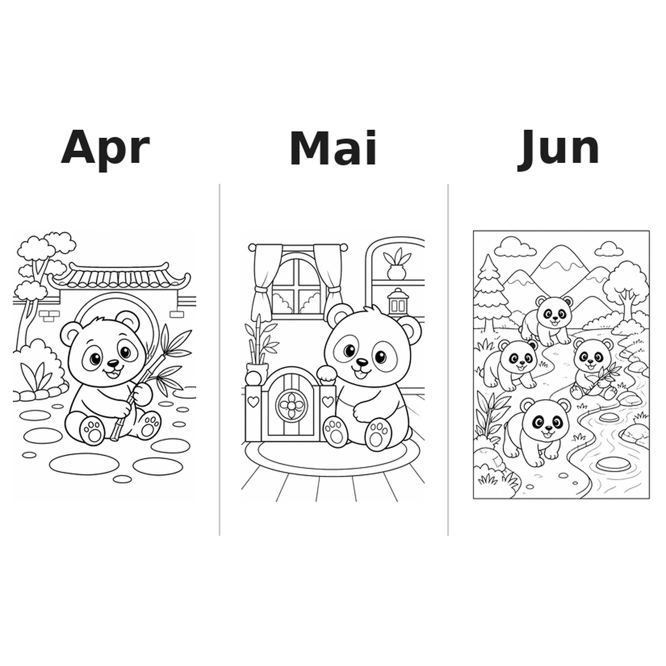panda_low Kalender 2027 Motive Ausmalen 2