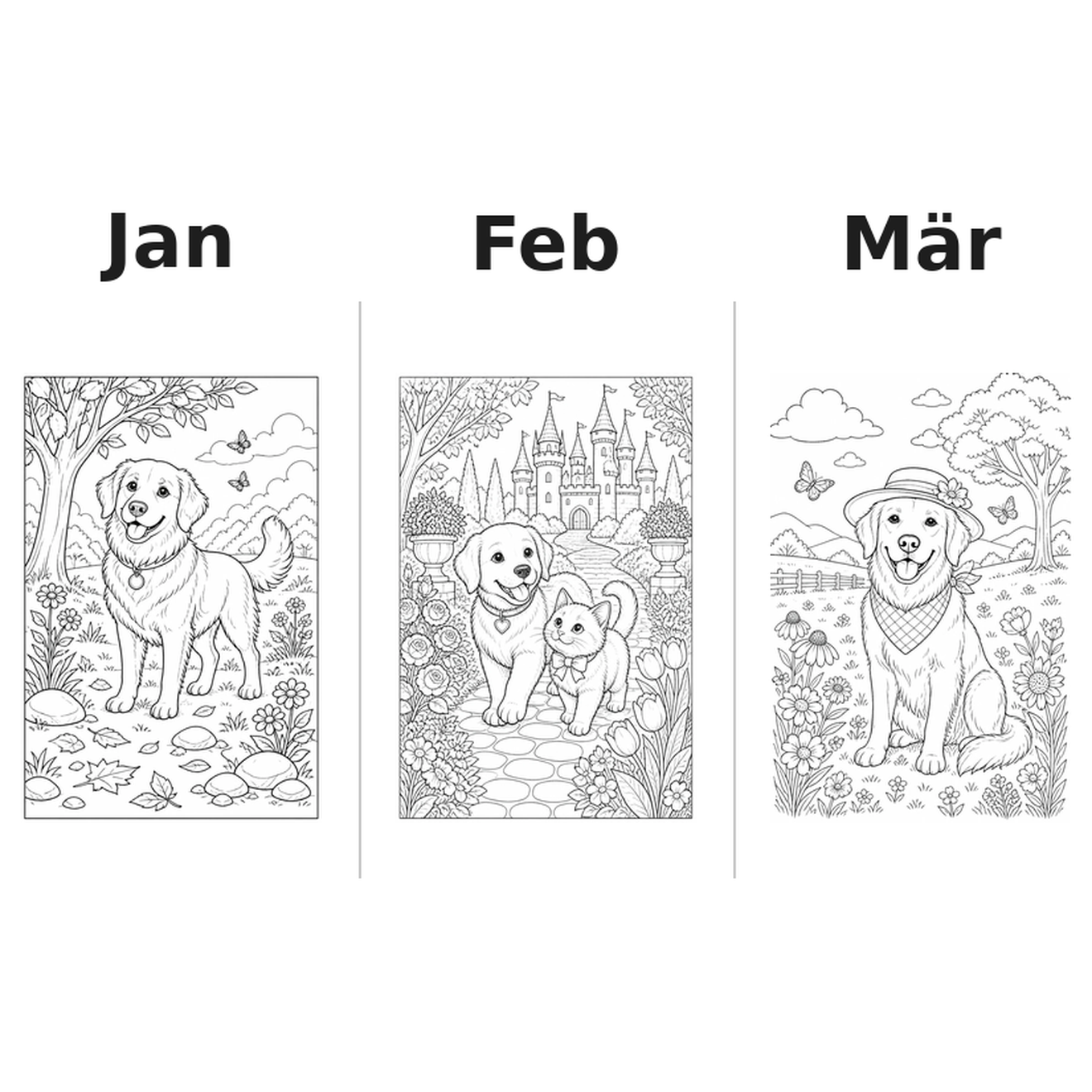 pets Kalender 2027 Motive Ausmalen 1