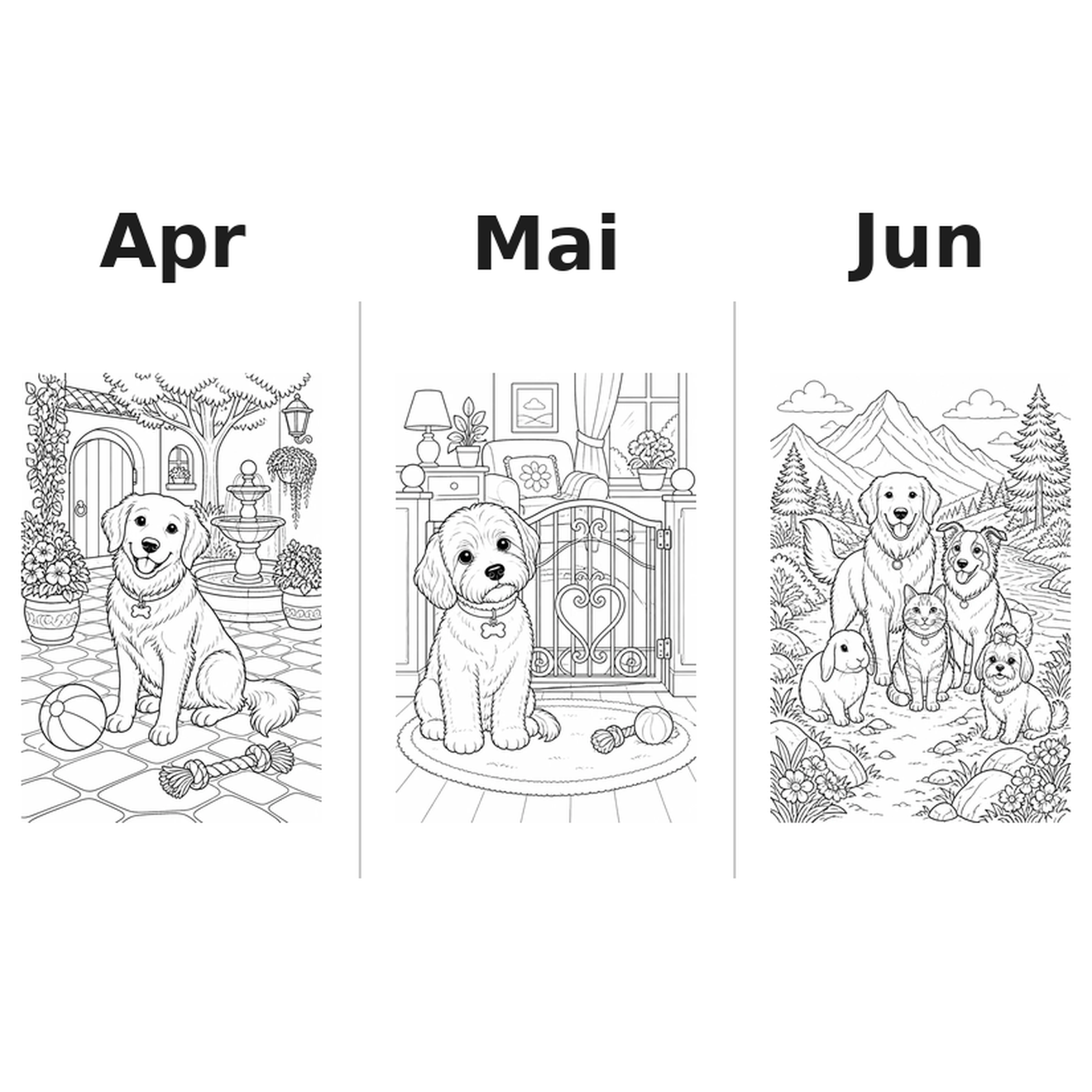 pets Kalender 2027 Motive Ausmalen 2