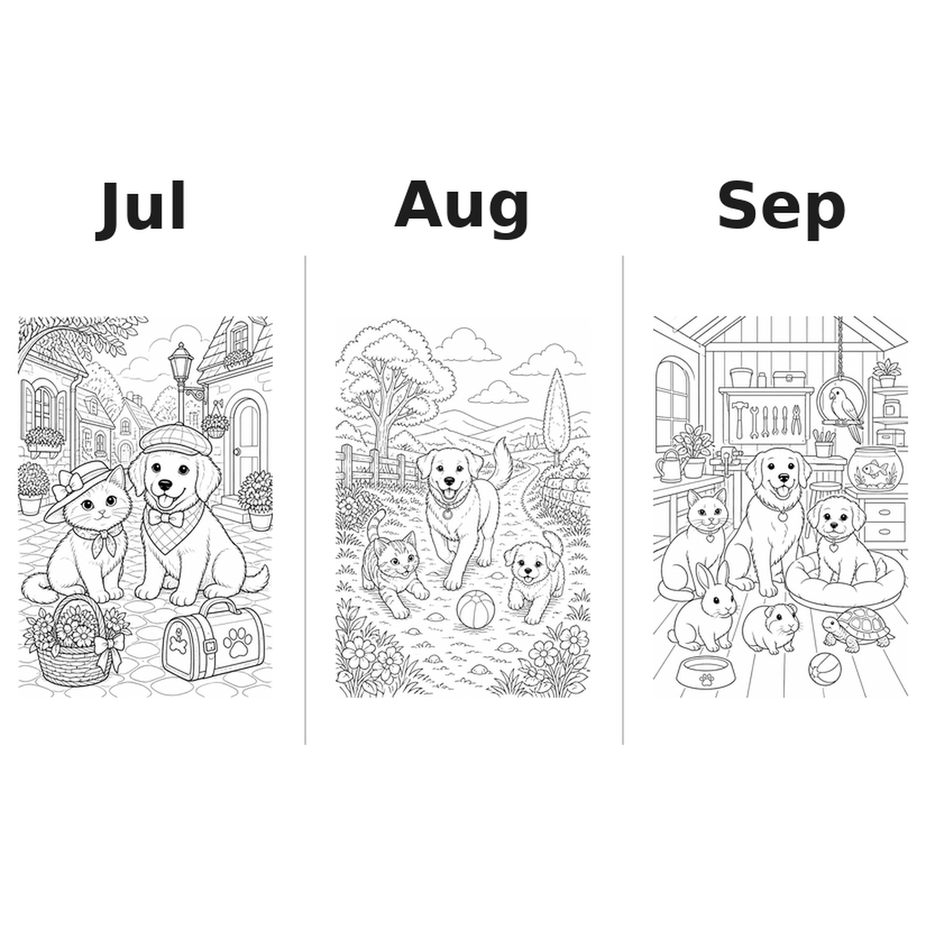 pets Kalender 2027 Motive Ausmalen 3