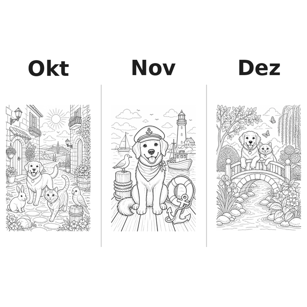 pets Kalender 2027 Motive Ausmalen 4