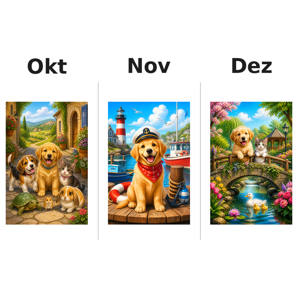 pets Kalender 2027 Motive ausgemalt 4