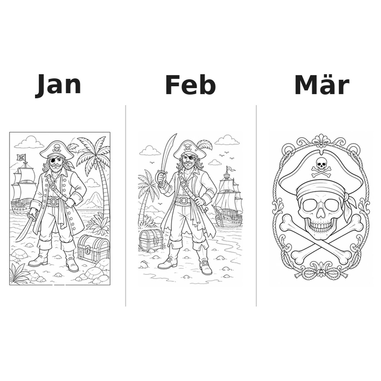 pirates Kalender 2027 Motive Ausmalen 1