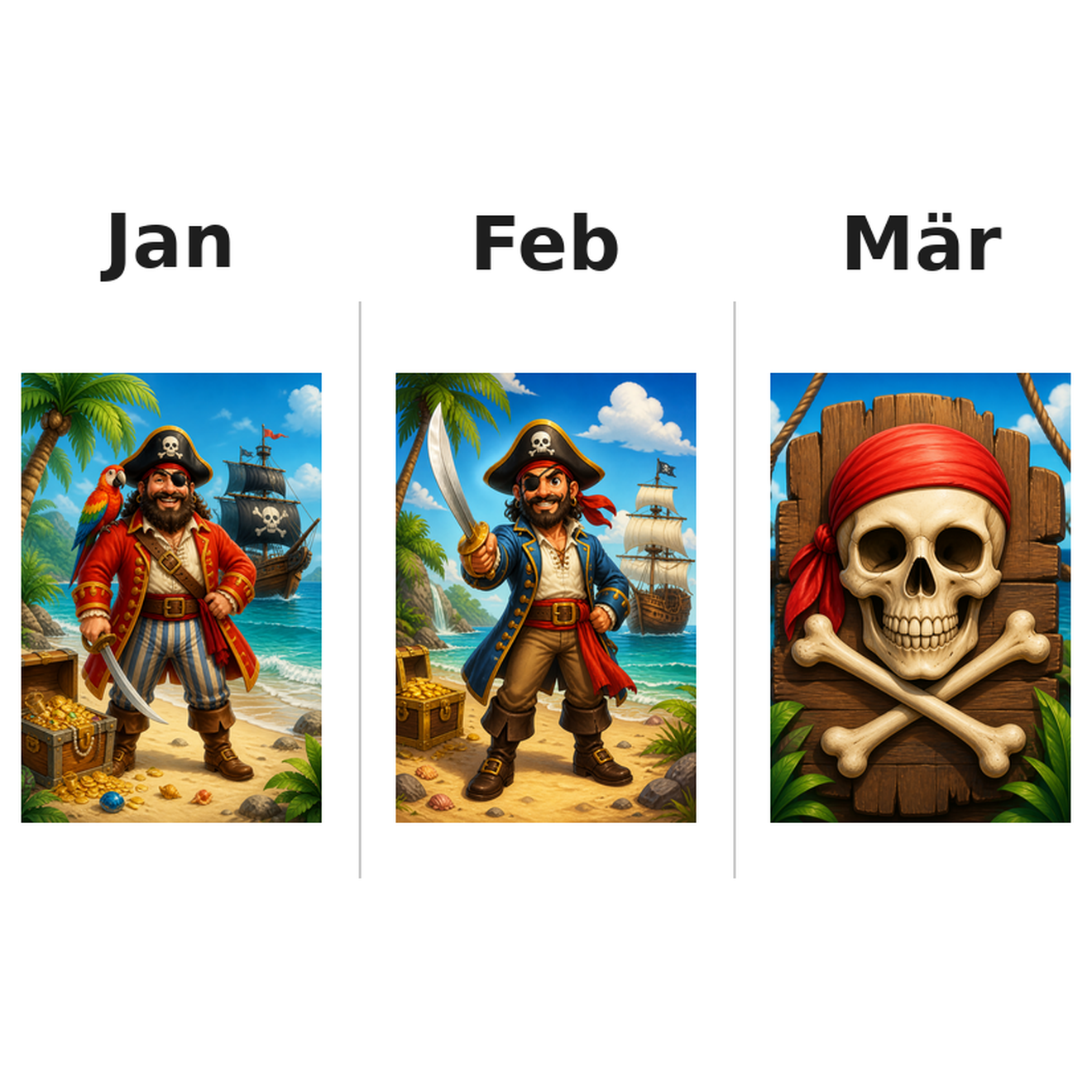 pirates Kalender 2027 Motive ausgemalt 1