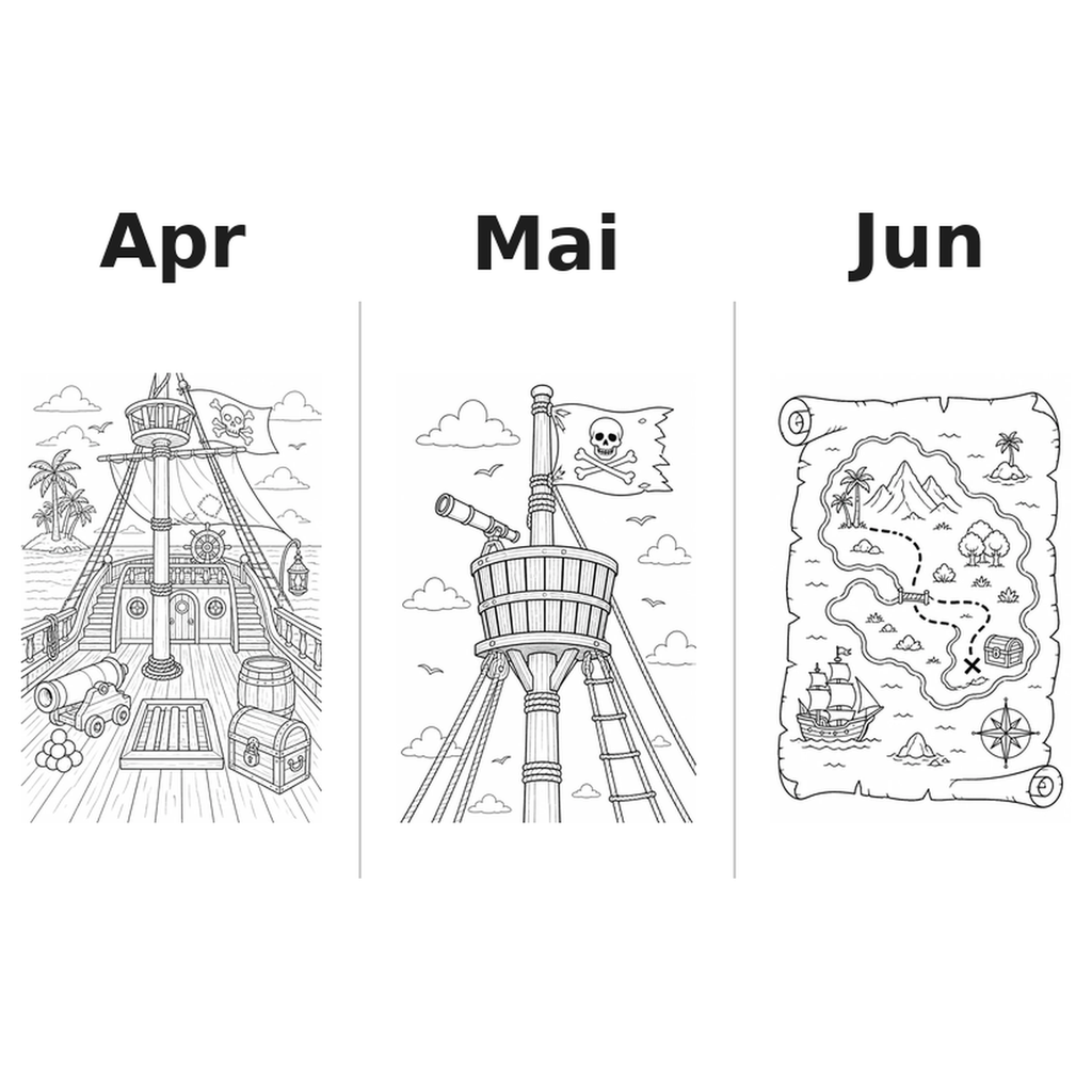 pirates Kalender 2027 Motive Ausmalen 2