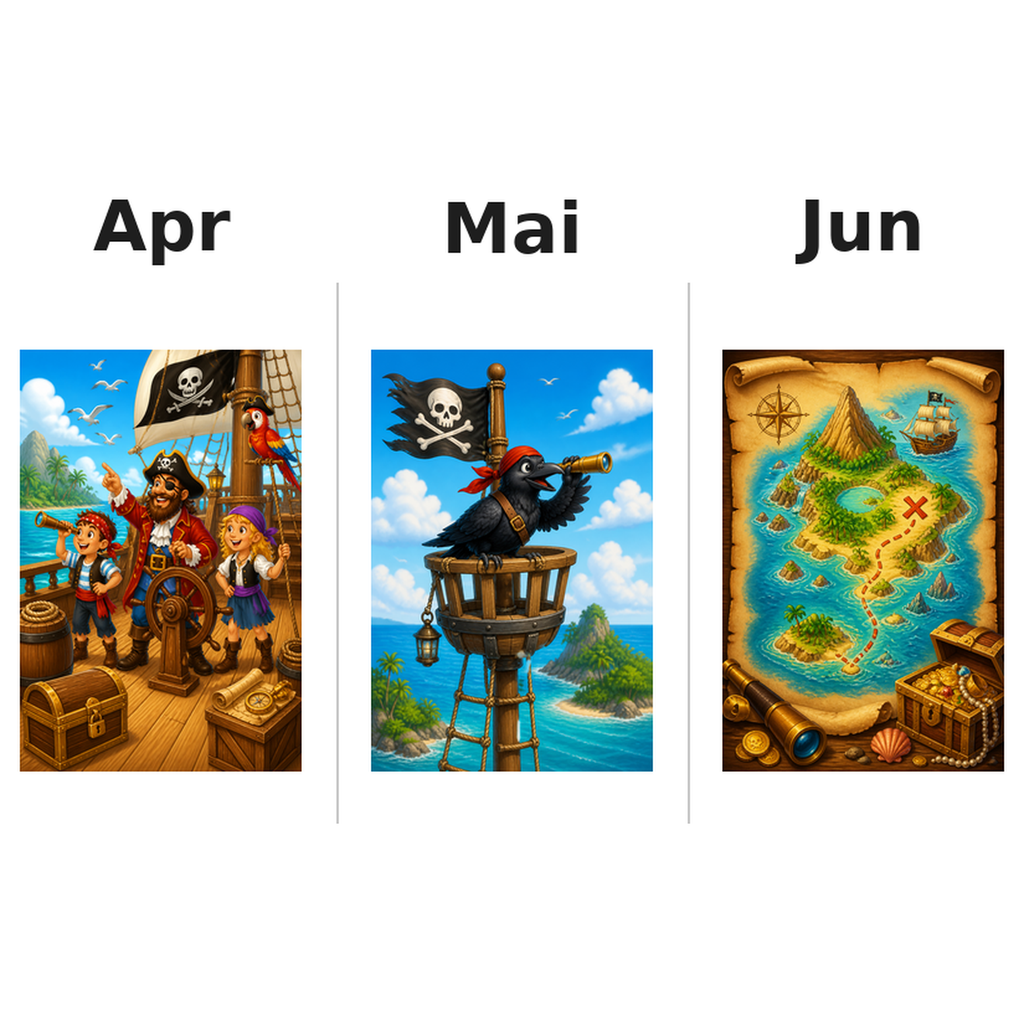 pirates Kalender 2027 Motive ausgemalt 2