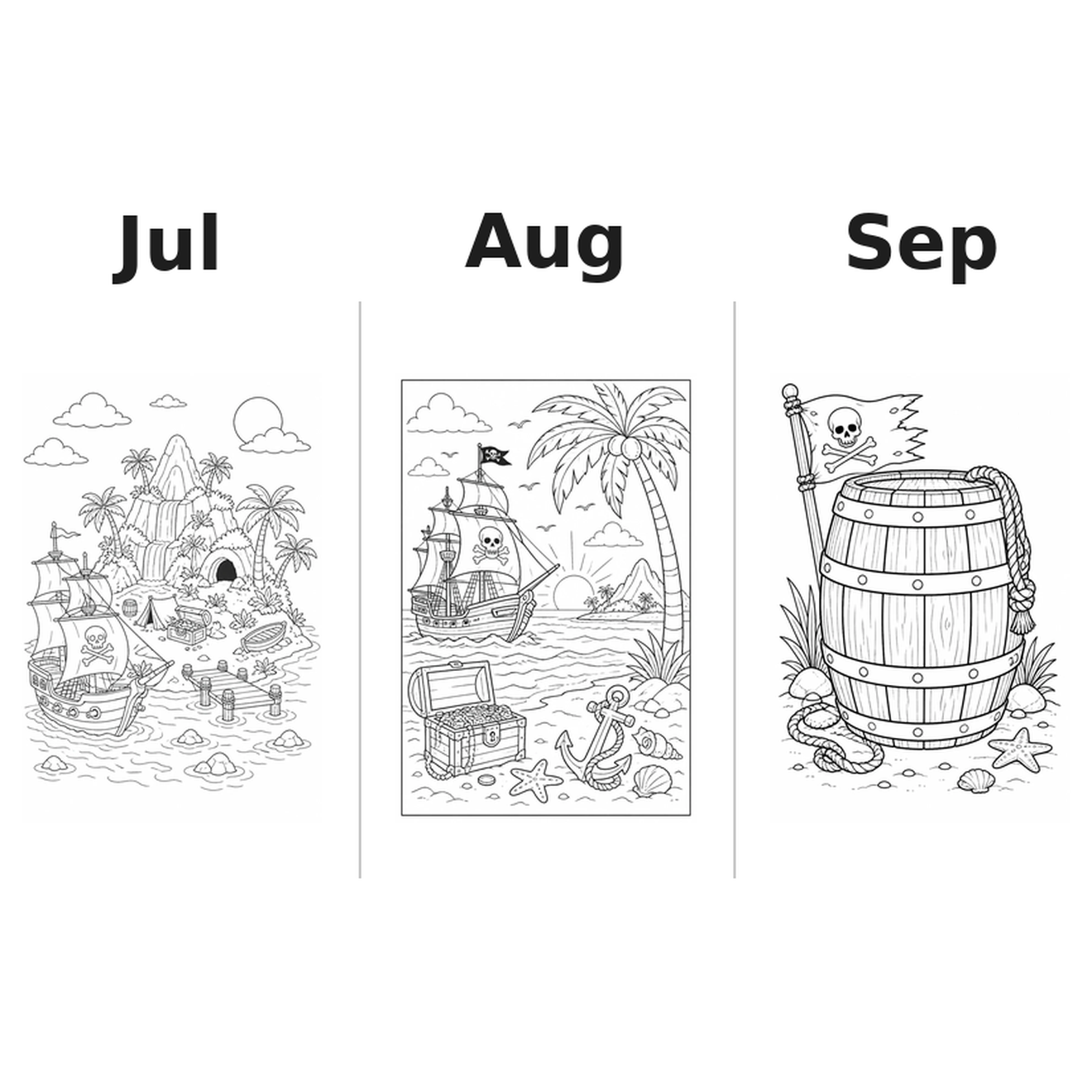 pirates Kalender 2027 Motive Ausmalen 3