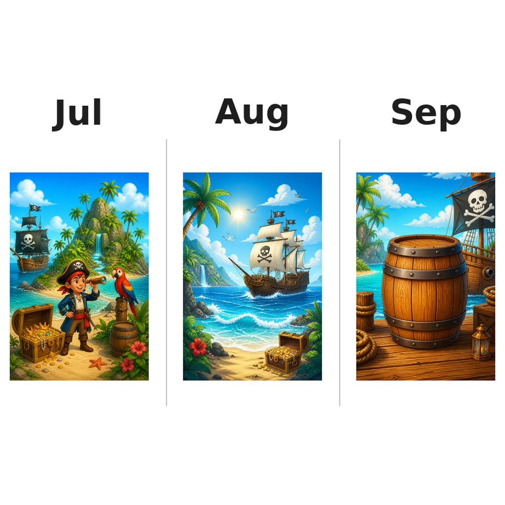 pirates Kalender 2027 Motive ausgemalt 3