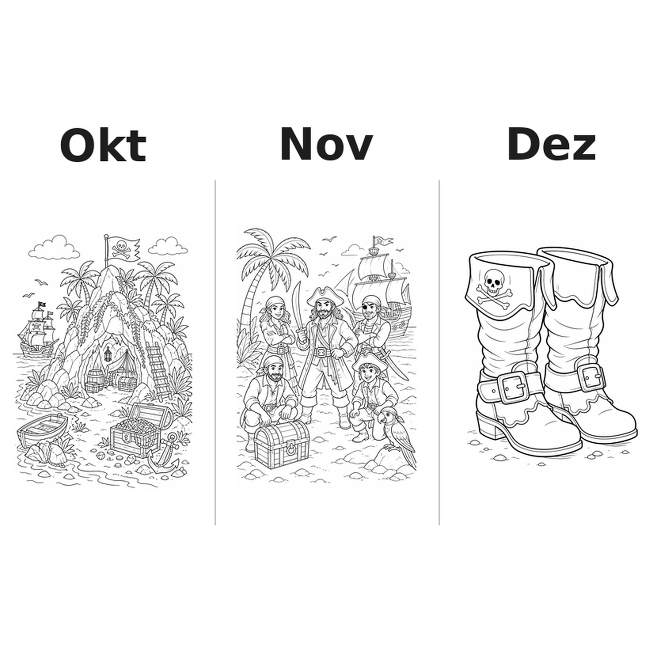 pirates Kalender 2027 Motive Ausmalen 4