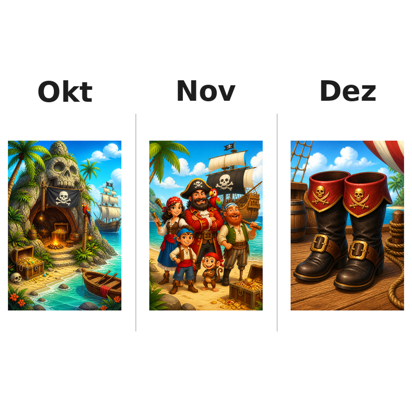 pirates Kalender 2027 Motive ausgemalt 4
