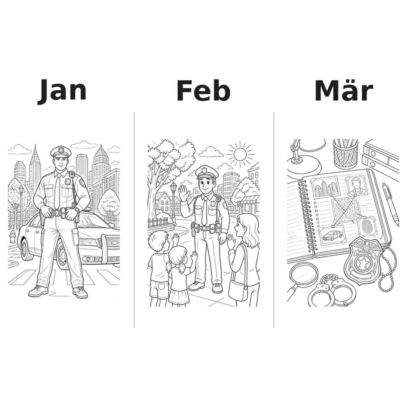 police Kalender 2027 Motive Ausmalen 1