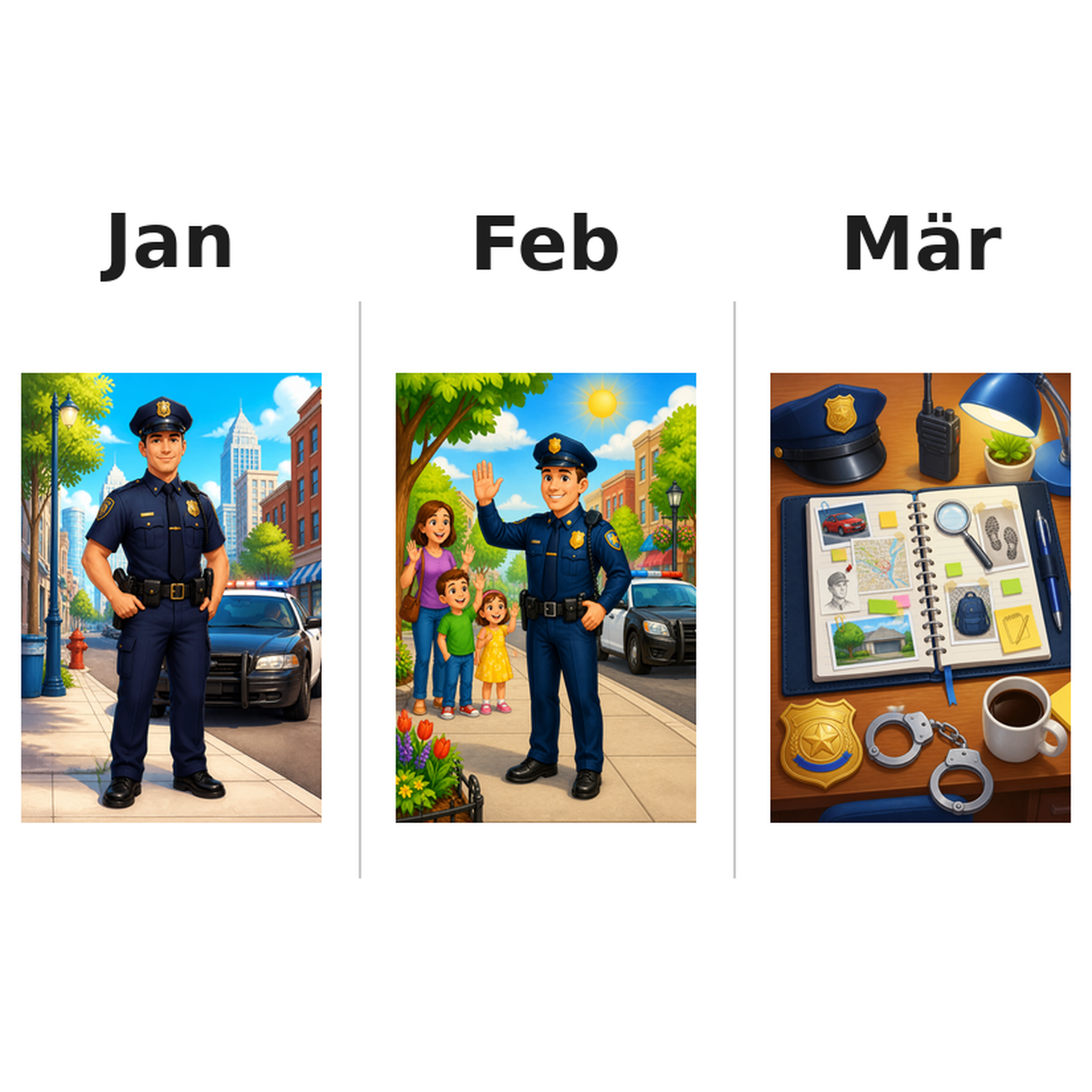 police Kalender 2027 Motive ausgemalt 1