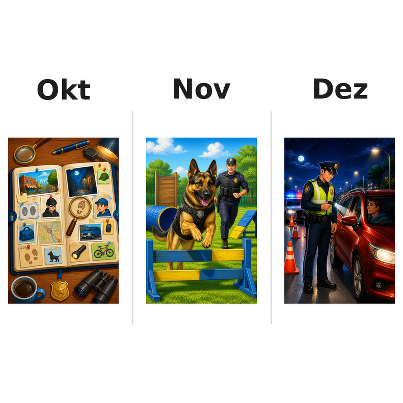 police Kalender 2027 Motive ausgemalt 4