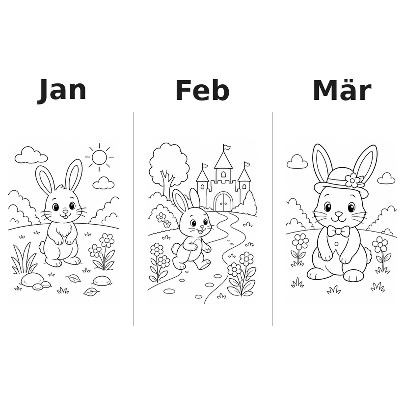 rabbit_low Kalender 2027 Motive Ausmalen 1