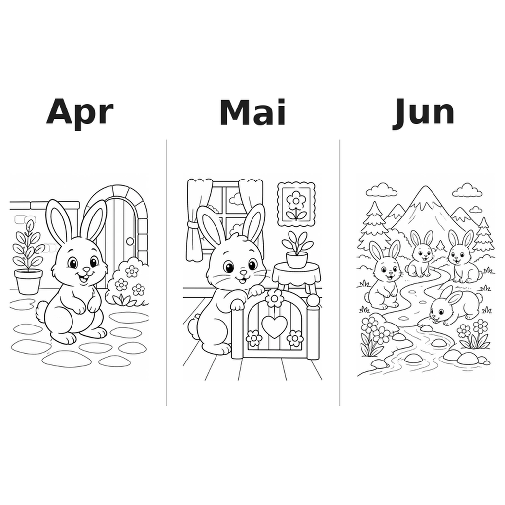 rabbit_low Kalender 2027 Motive Ausmalen 2