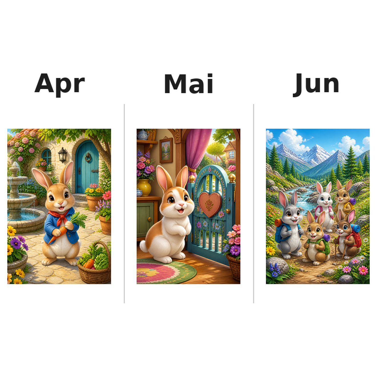 rabbit_low Kalender 2027 Motive ausgemalt 2