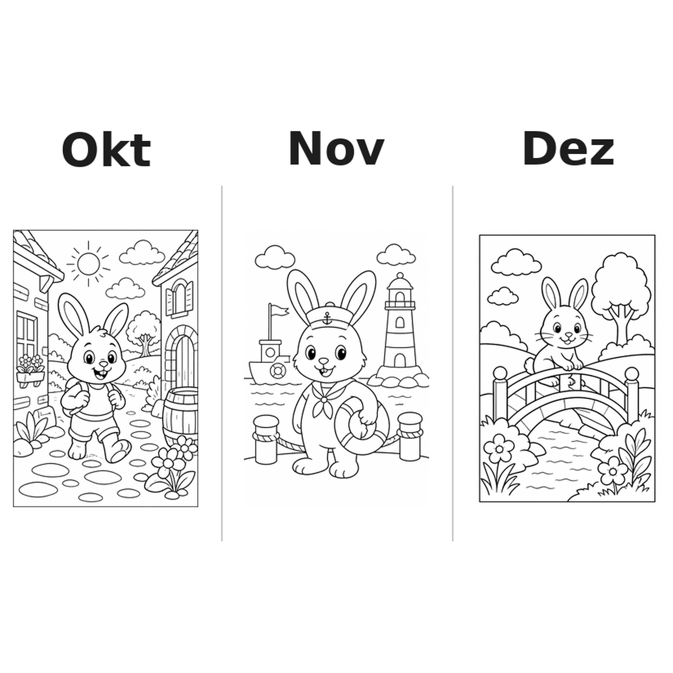 rabbit_low Kalender 2027 Motive Ausmalen 4