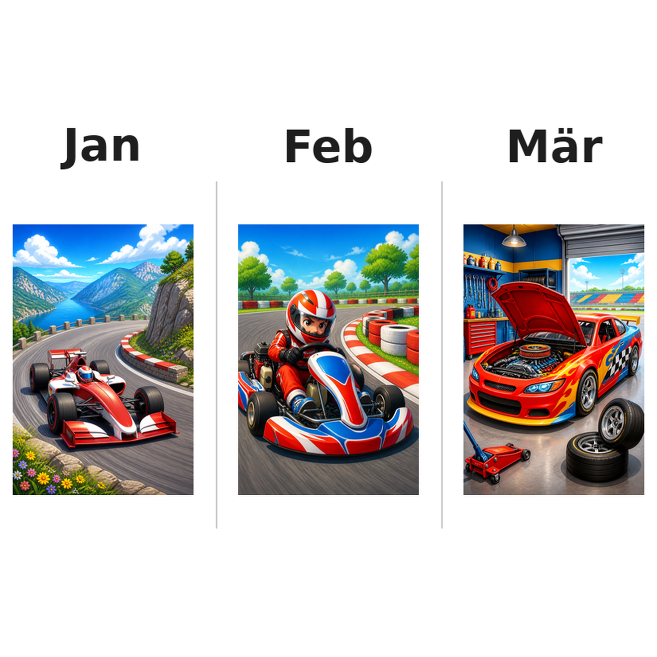 race_car_medium Kalender 2027 Motive ausgemalt 1