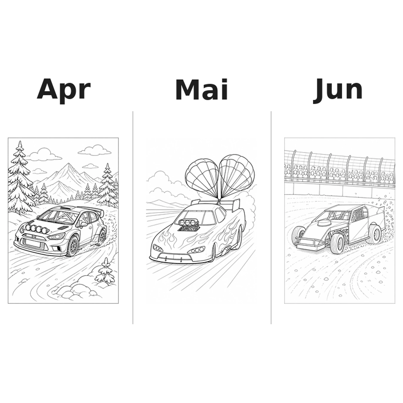 race_car_medium Kalender 2027 Motive Ausmalen 2