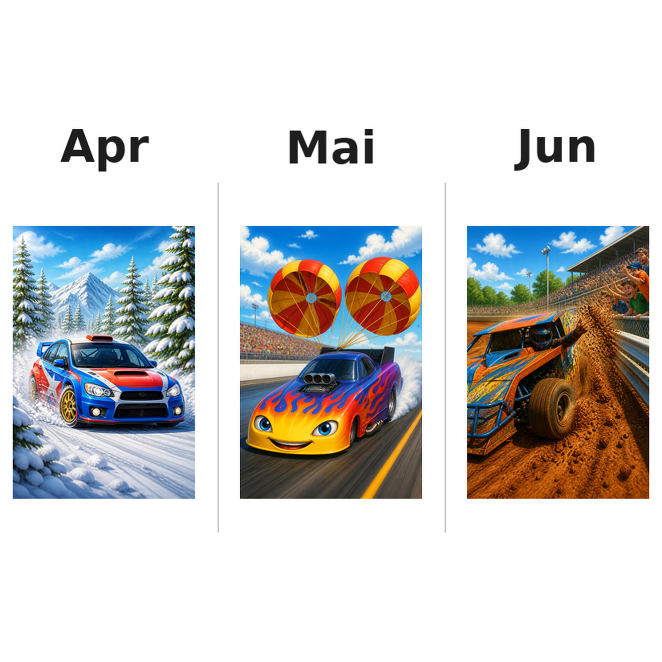 race_car_medium Kalender 2027 Motive ausgemalt 2
