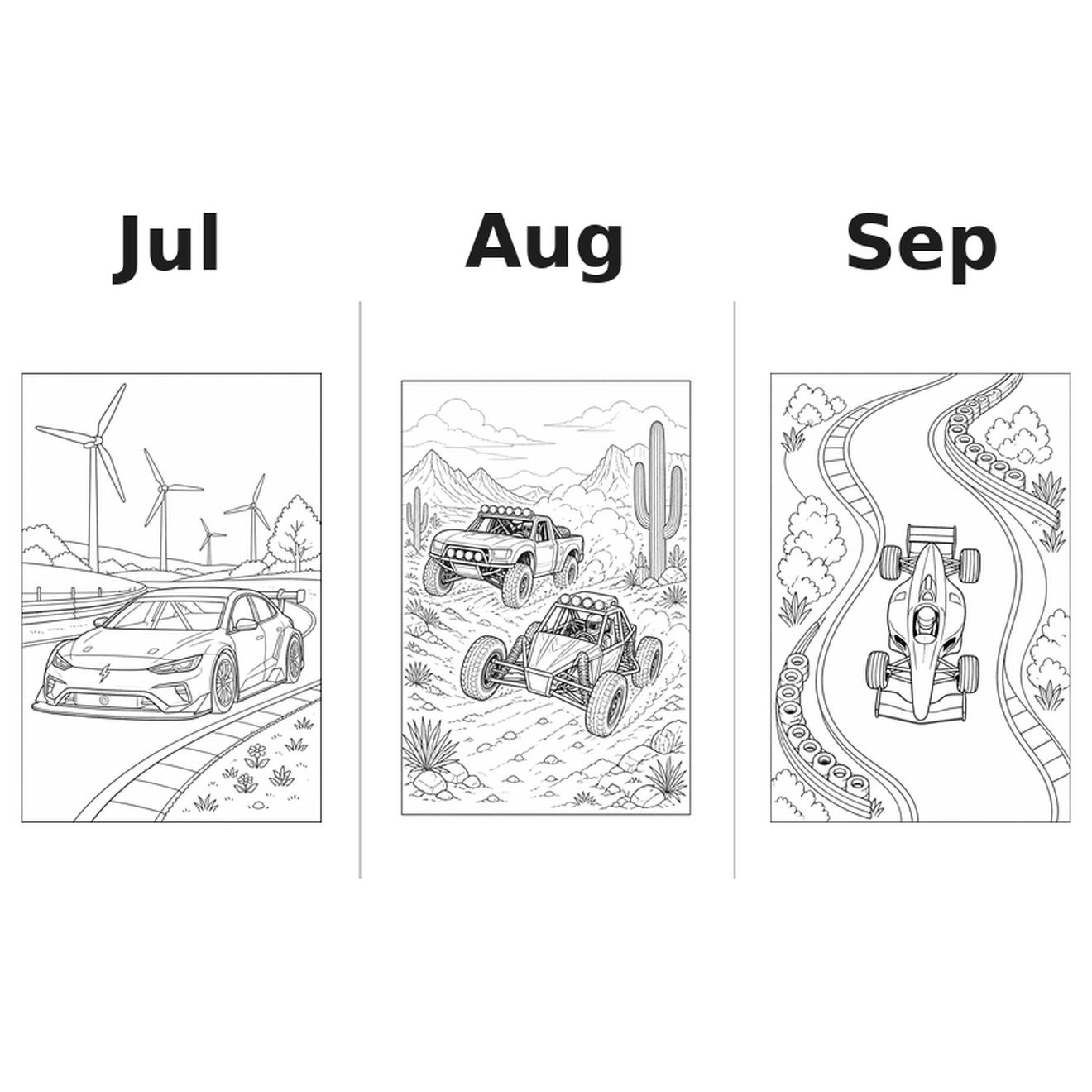 race_car_medium Kalender 2027 Motive Ausmalen 3