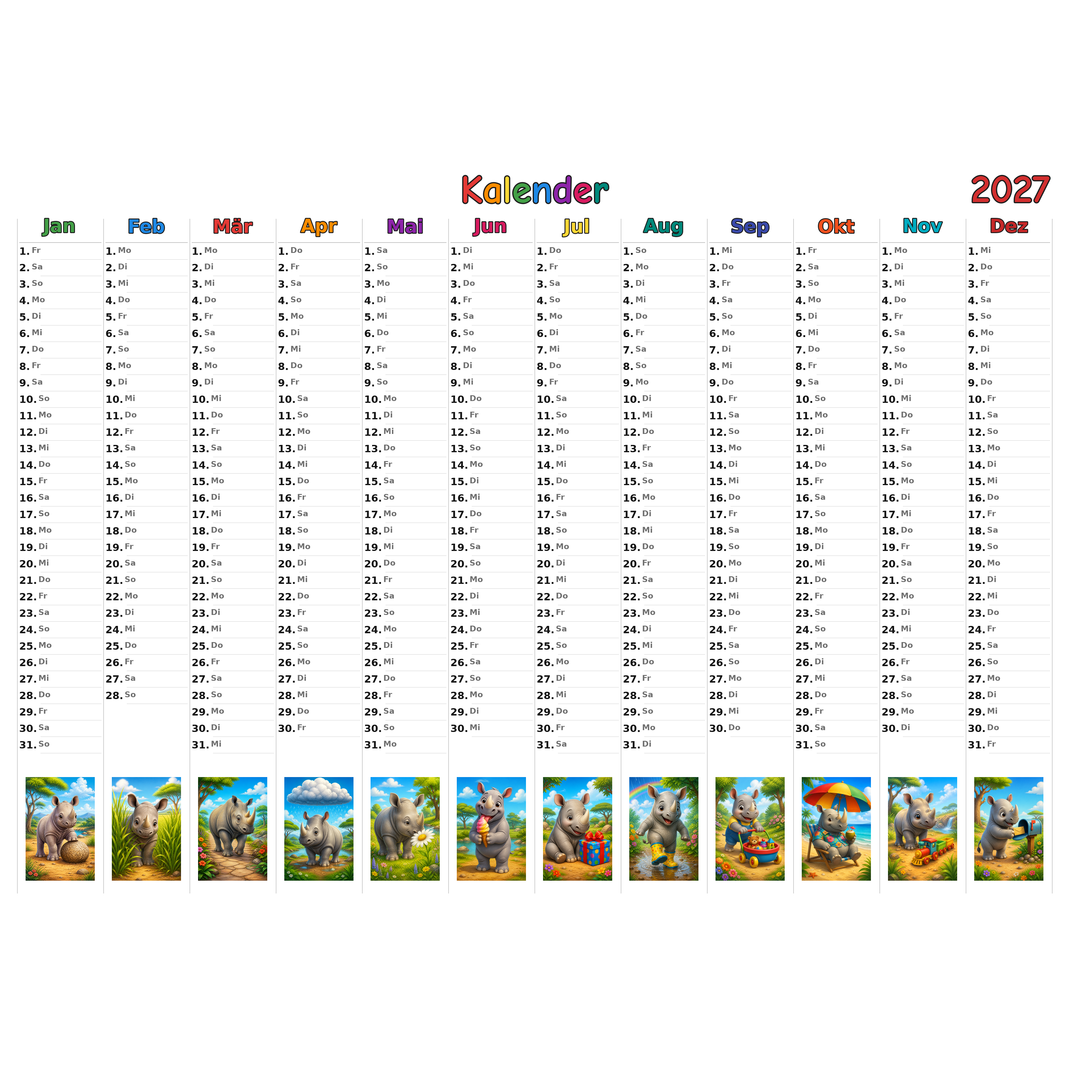 rhinos_low Kalender 2027 ausgemalt