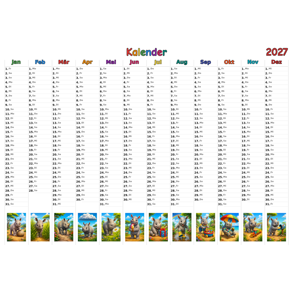 rhinos_low Kalender 2027 ausgemalt