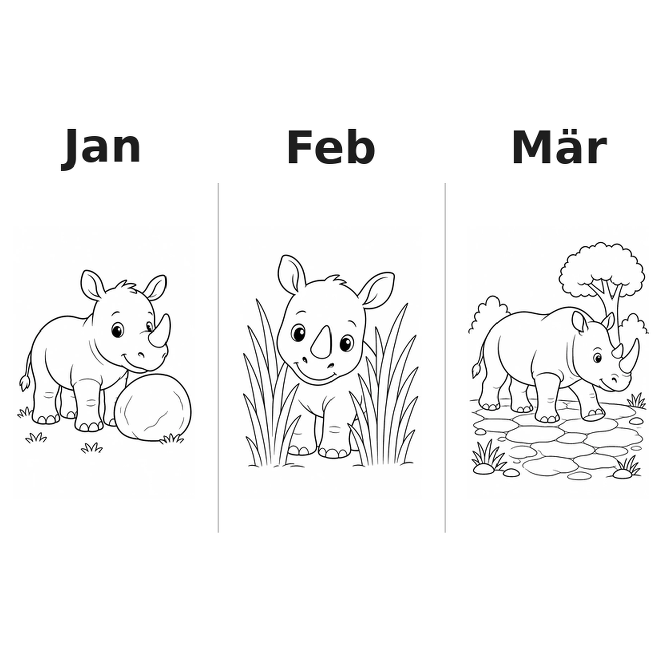 rhinos_low Kalender 2027 Motive Ausmalen 1