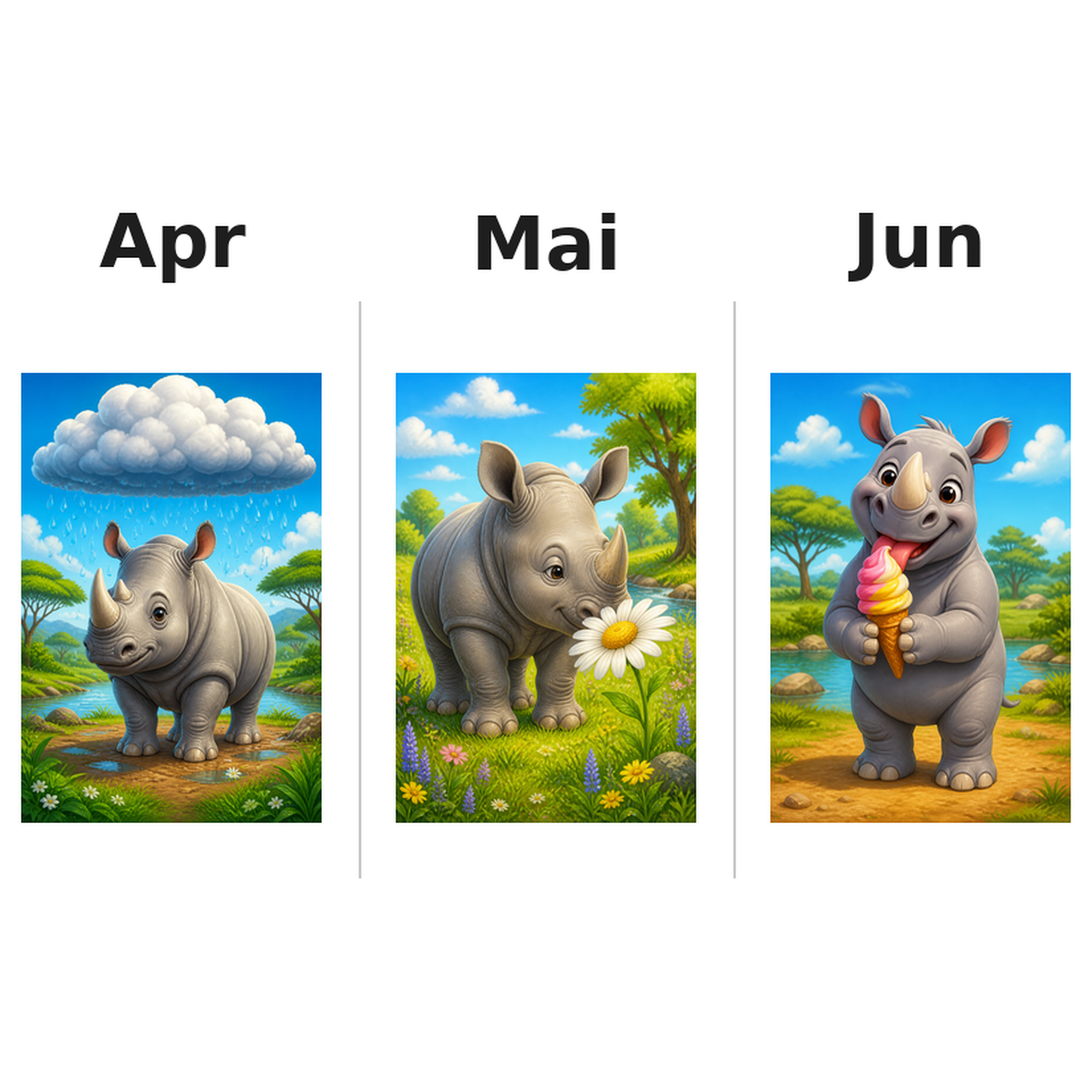 rhinos_low Kalender 2027 Motive ausgemalt 2
