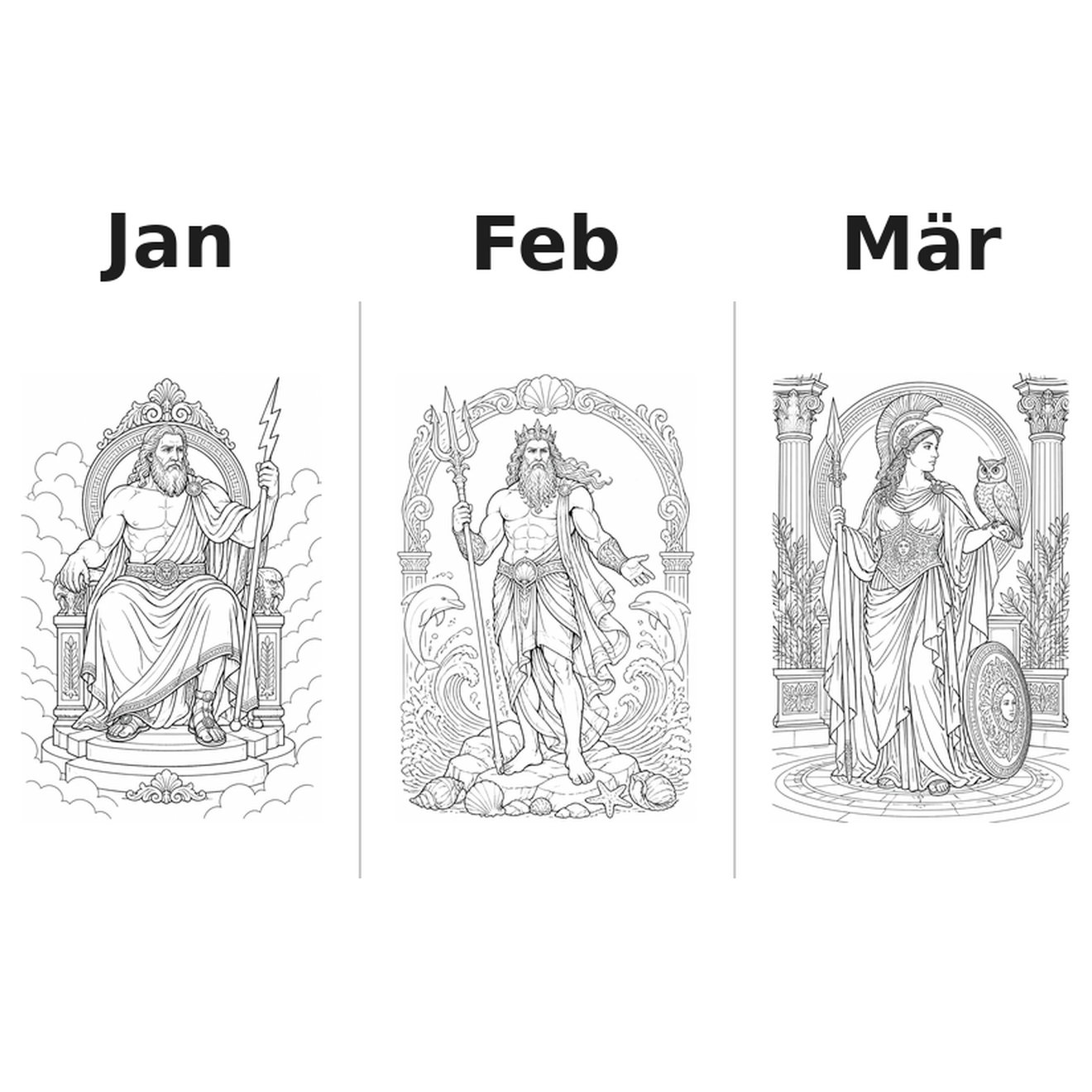 romangods Kalender 2027 Motive Ausmalen 1