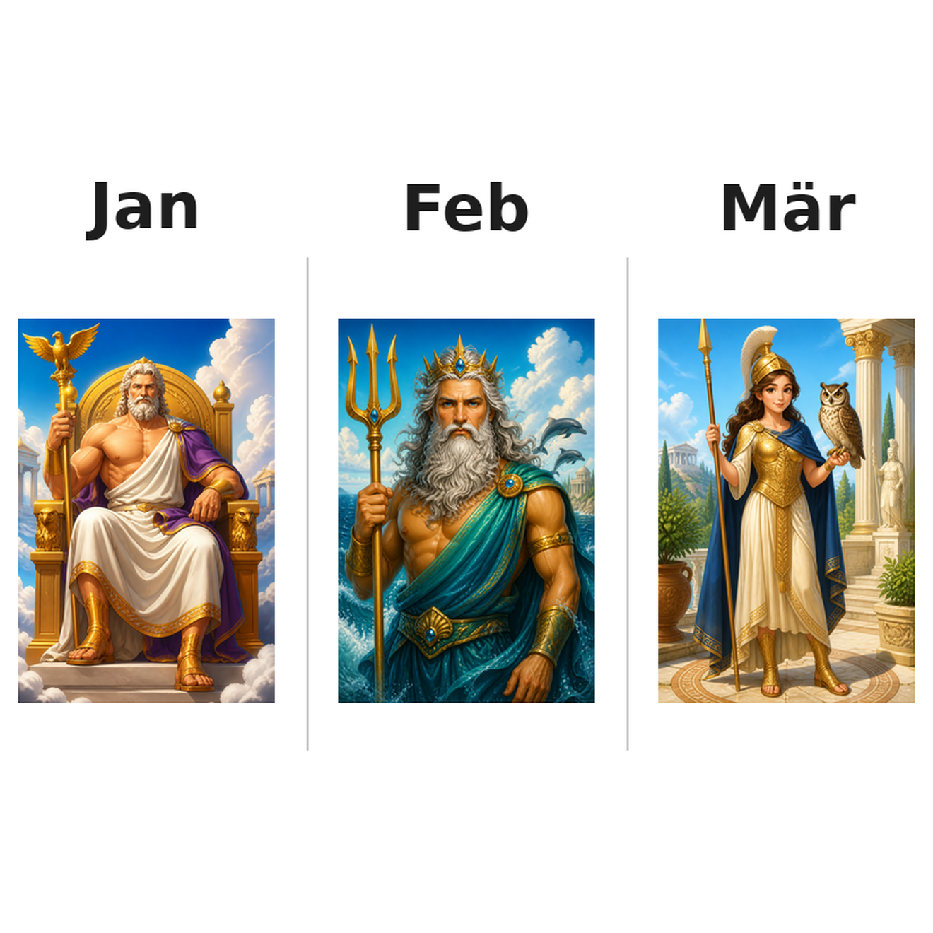 romangods Kalender 2027 Motive ausgemalt 1