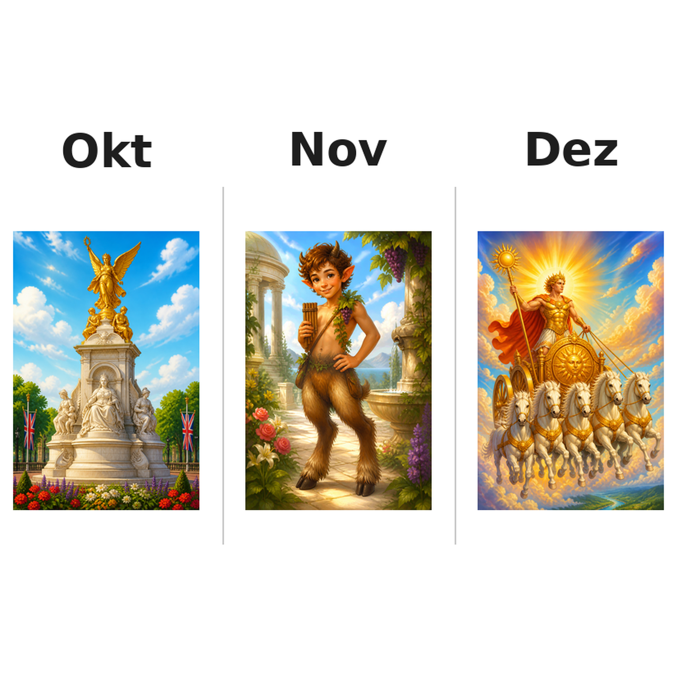 romangods Kalender 2027 Motive ausgemalt 4