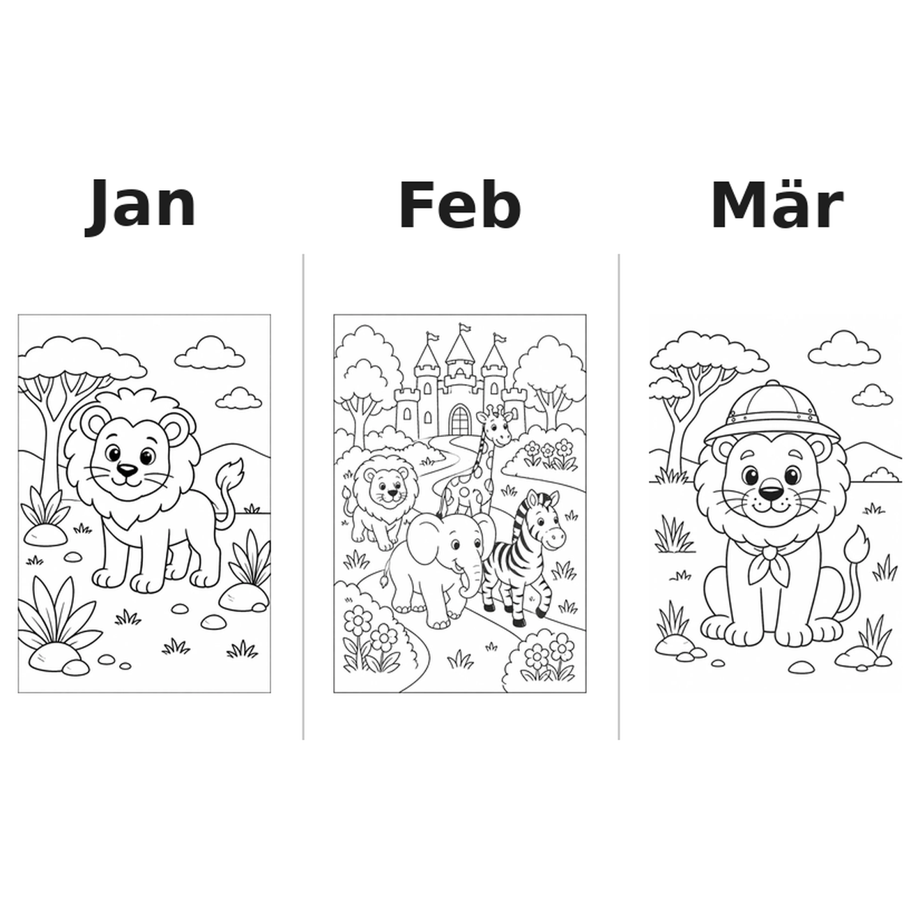 safari_animals Kalender 2027 Motive Ausmalen 1