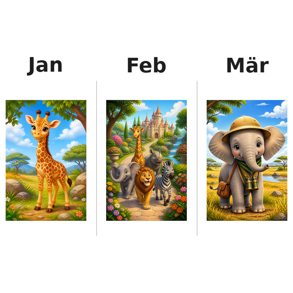 safari_animals Kalender 2027 Motive ausgemalt 1