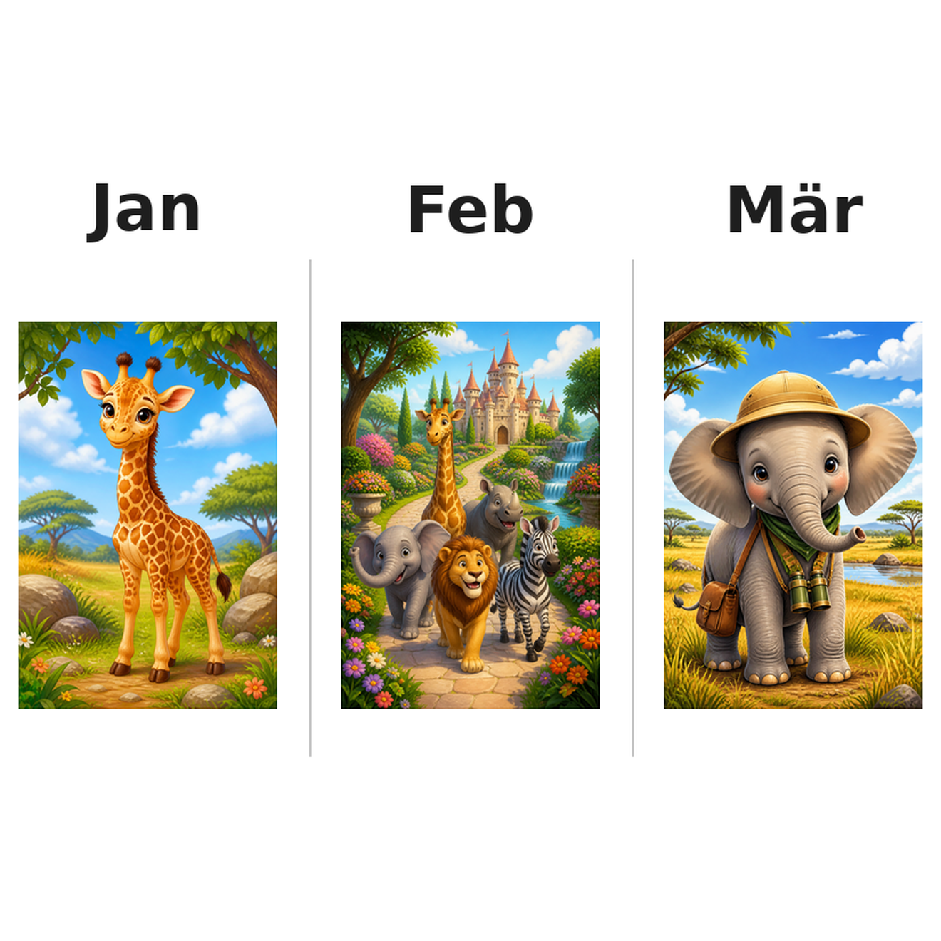 safari_animals Kalender 2027 Motive ausgemalt 1
